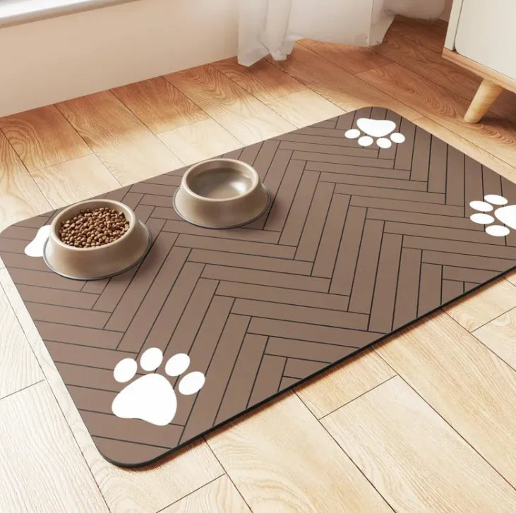 Quick-Dry Diatom Pet Feeding Mat - Non-Slip Absorbent Food & Water Bowl Mat for Dogs & Cats