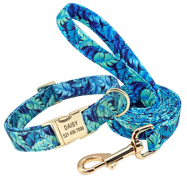Personalized Printed Dog Collar & Leash Set - Custom Design for Small, Medium & Large Dogs