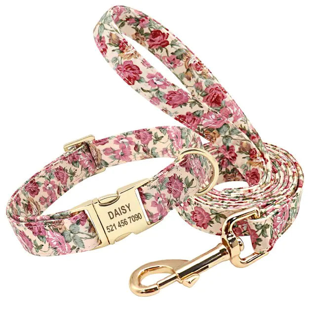 Personalized Printed Dog Collar & Leash Set - Custom Design for Small, Medium & Large Dogs