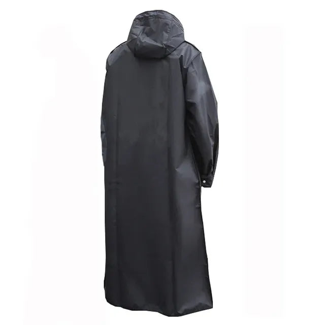 Black Waterproof Hooded Raincoat for Outdoor Activities