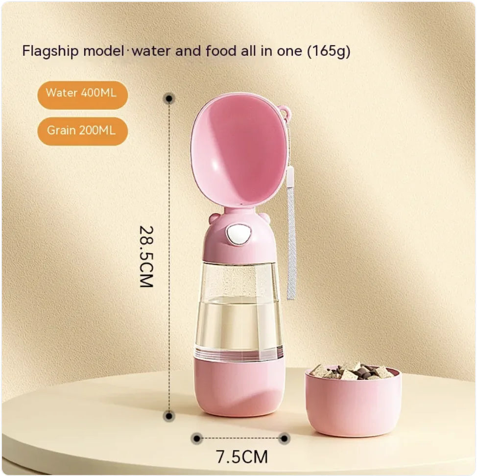 Portable Dog Water Bottle & Feeder - 2-in-1 Travel Water Dispenser & Bowl for Pets