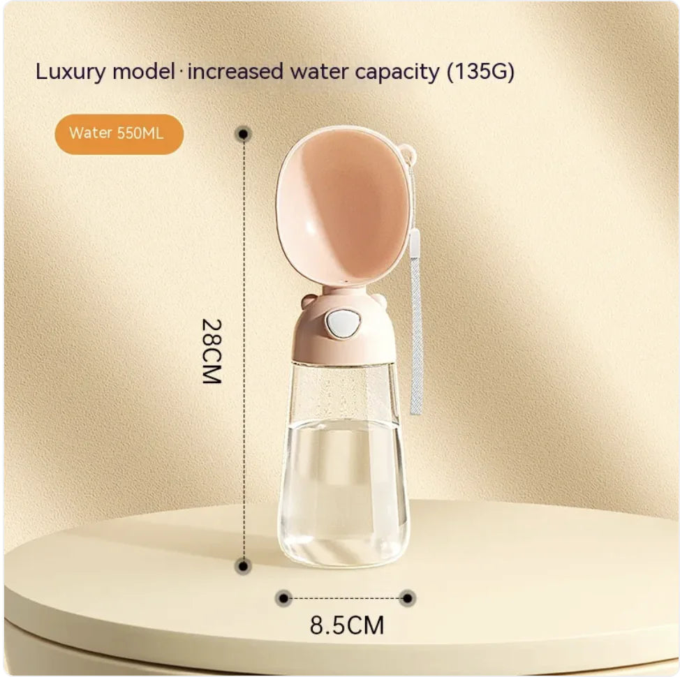 Portable Dog Water Bottle & Feeder - 2-in-1 Travel Water Dispenser & Bowl for Pets