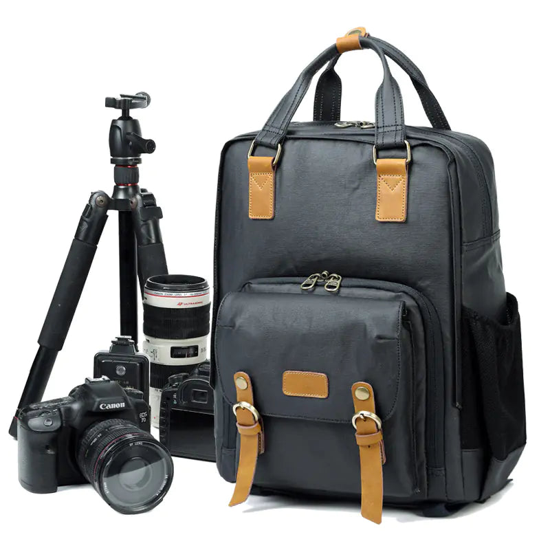 Canvas Outdoor Camera Backpack - Retro Waterproof Design