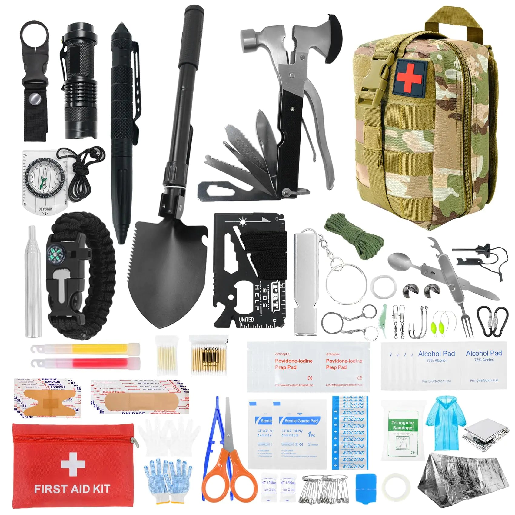 404 Piece Emergency Survival Kit with First Aid - Tactical Gear & Supplies