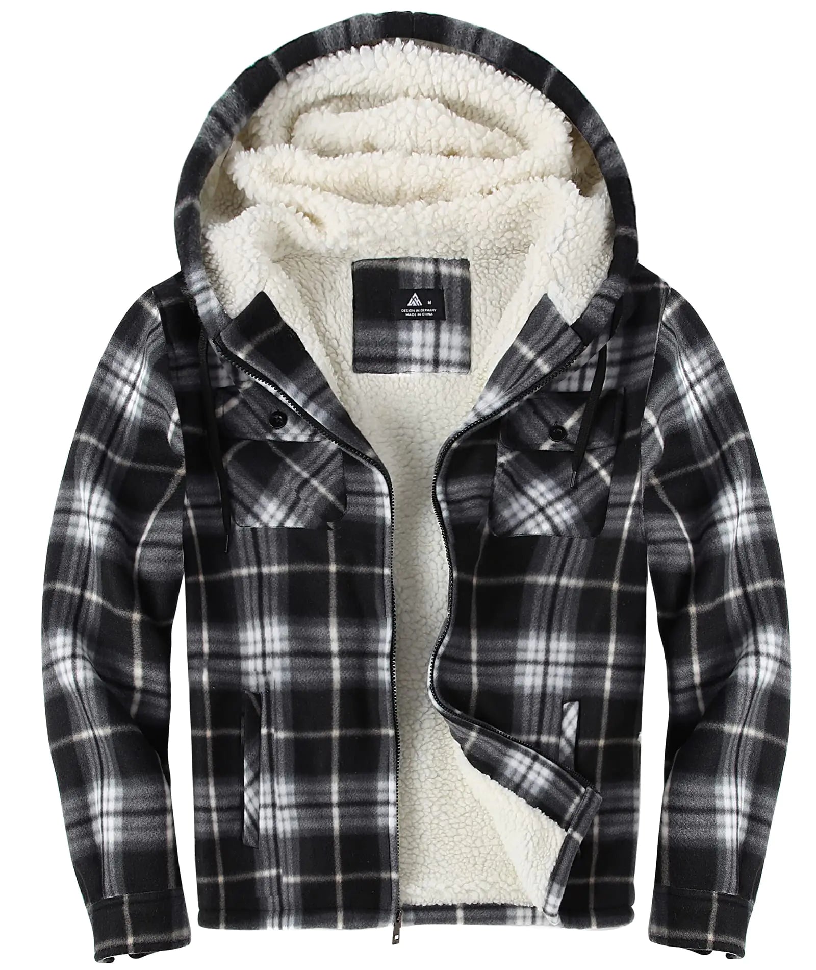 Men's Fleece-Lined Flannel Hoodie Jacket