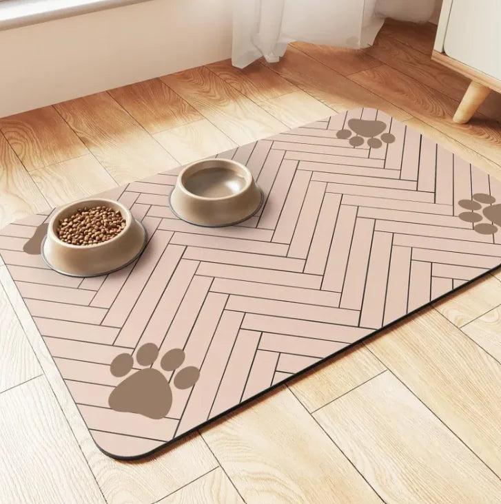 Quick-Dry Diatom Pet Feeding Mat - Non-Slip Absorbent Food & Water Bowl Mat for Dogs & Cats