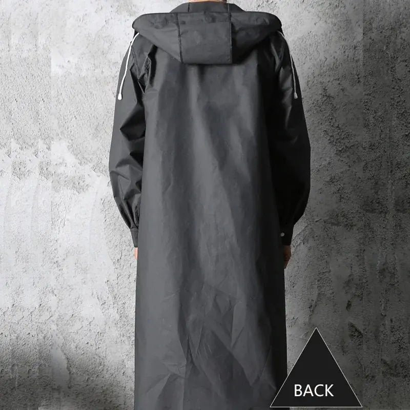 Black Waterproof Hooded Raincoat for Outdoor Activities