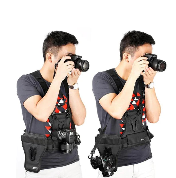 Outdoor Photography Vest with Dual Camera Straps