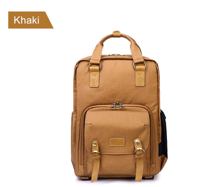 Canvas Outdoor Camera Backpack - Retro Waterproof Design