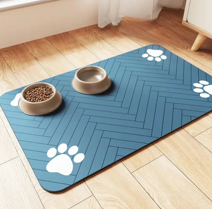Quick-Dry Diatom Pet Feeding Mat - Non-Slip Absorbent Food & Water Bowl Mat for Dogs & Cats