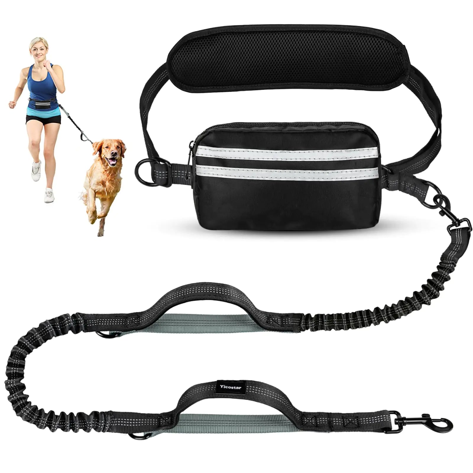 Hands-Free Bungee Dog Leash with Pouch