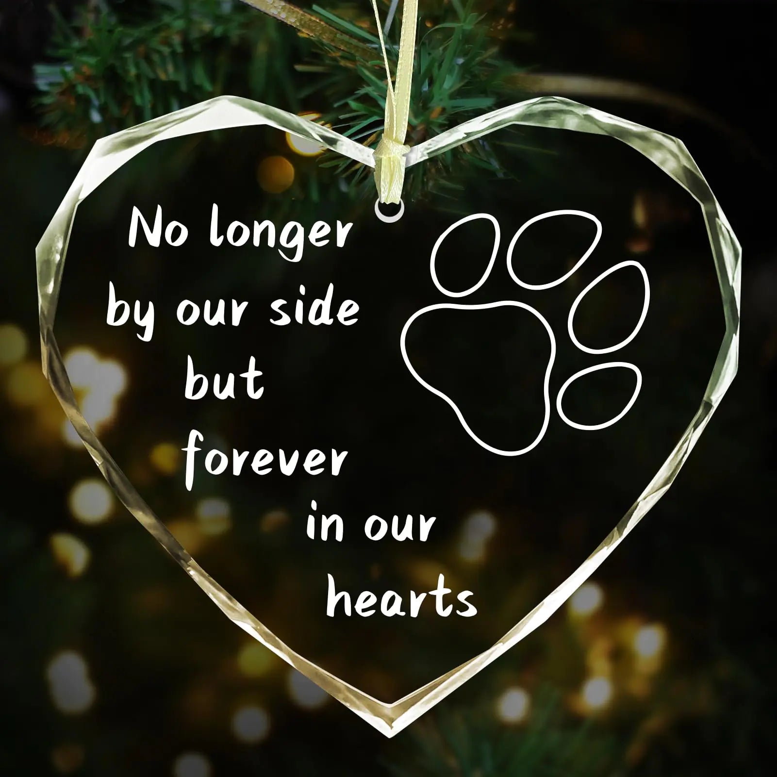 Dog Memorial Ornament - 3 Crystals Remembrance Keepsake for Loss of Pet | New