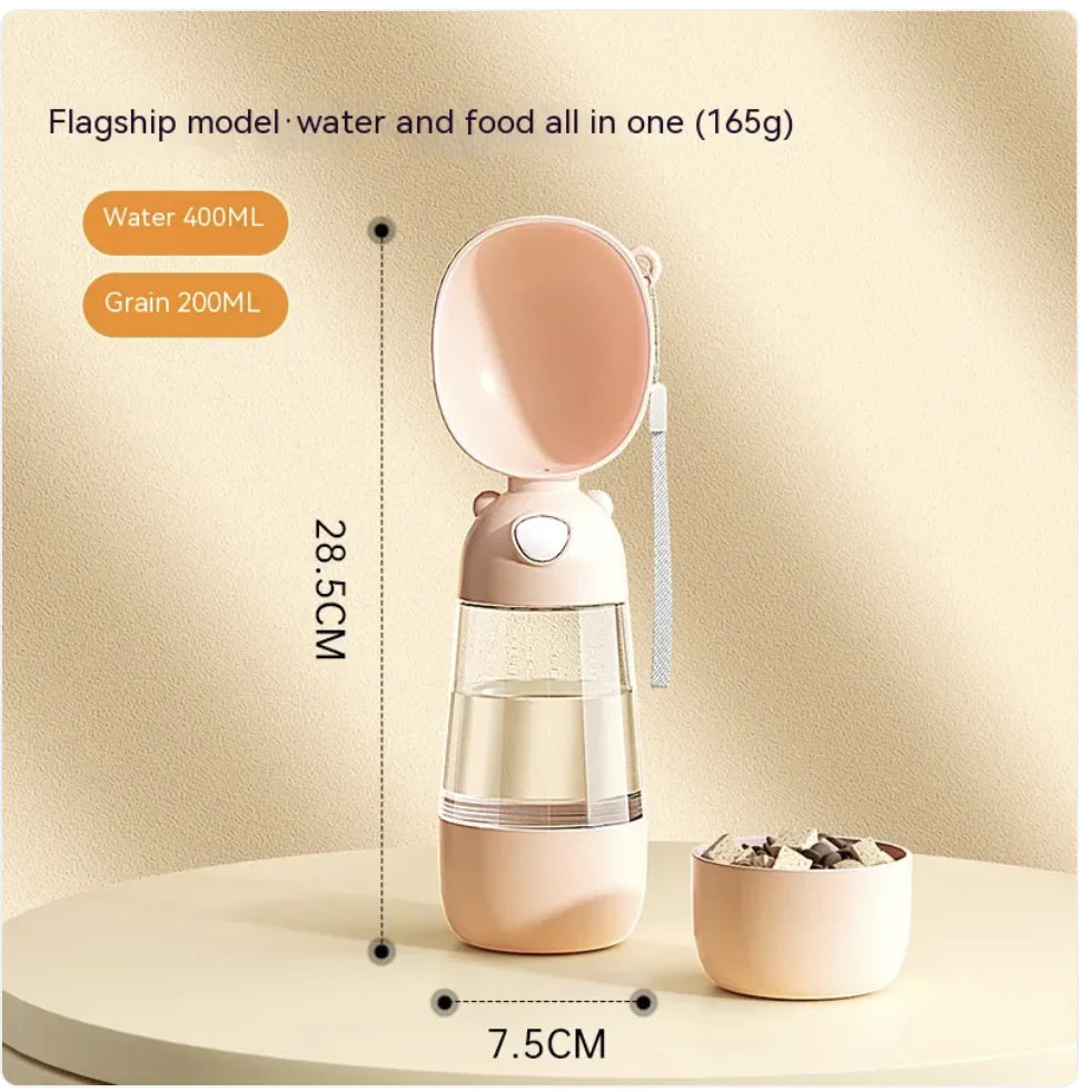 Portable Dog Water Bottle & Feeder - 2-in-1 Travel Water Dispenser & Bowl for Pets