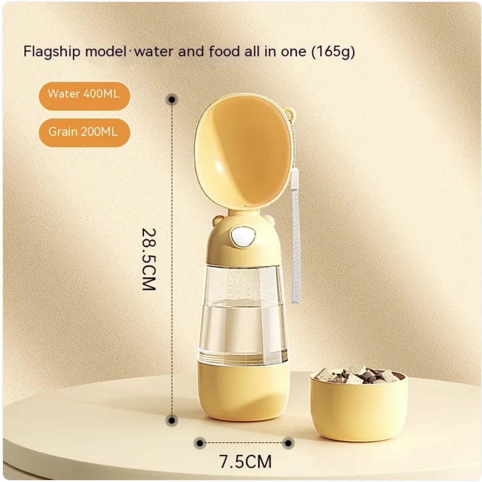 Portable Dog Water Bottle & Feeder - 2-in-1 Travel Water Dispenser & Bowl for Pets