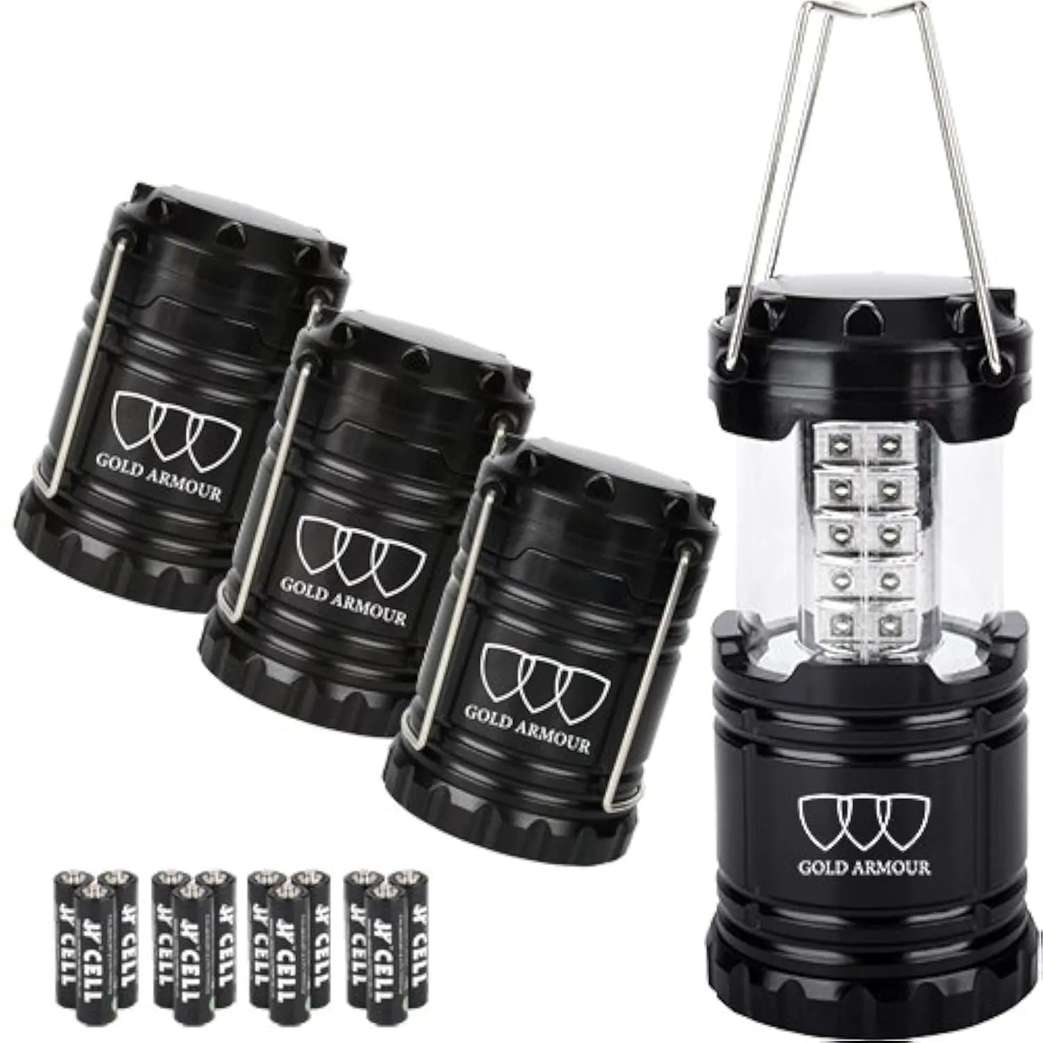 LED Camping Lantern 4 Pack with Batteries - 600 Lumens Emergency Light