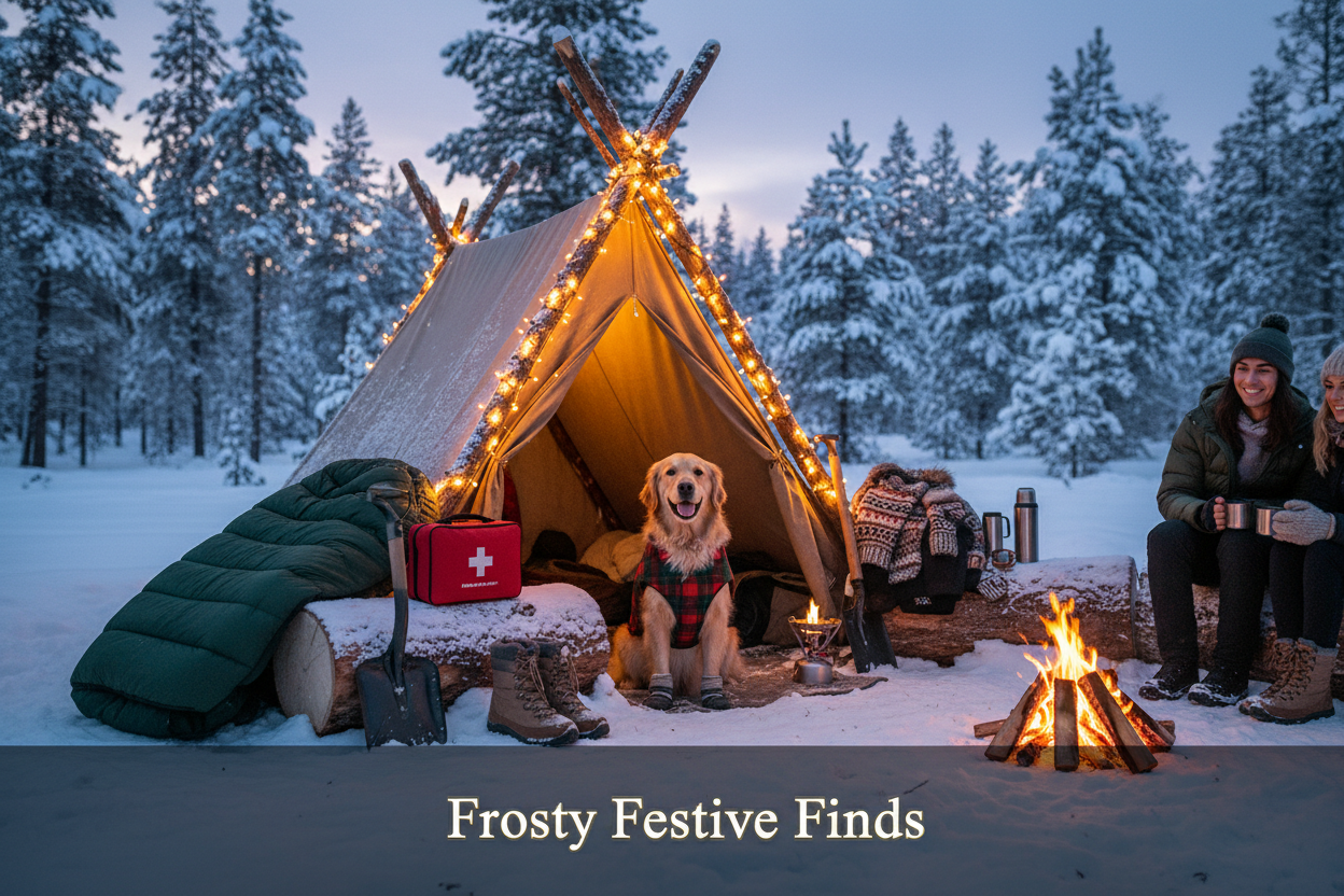 Make me a Frosty Festive Finds Best Image You Could put at footers to make them feel like it fits with the overall look of fashion, Survival camping with dog and making your own shelter in the woods, put Christmas lights and first aid kit we actually sell, make it realistic 