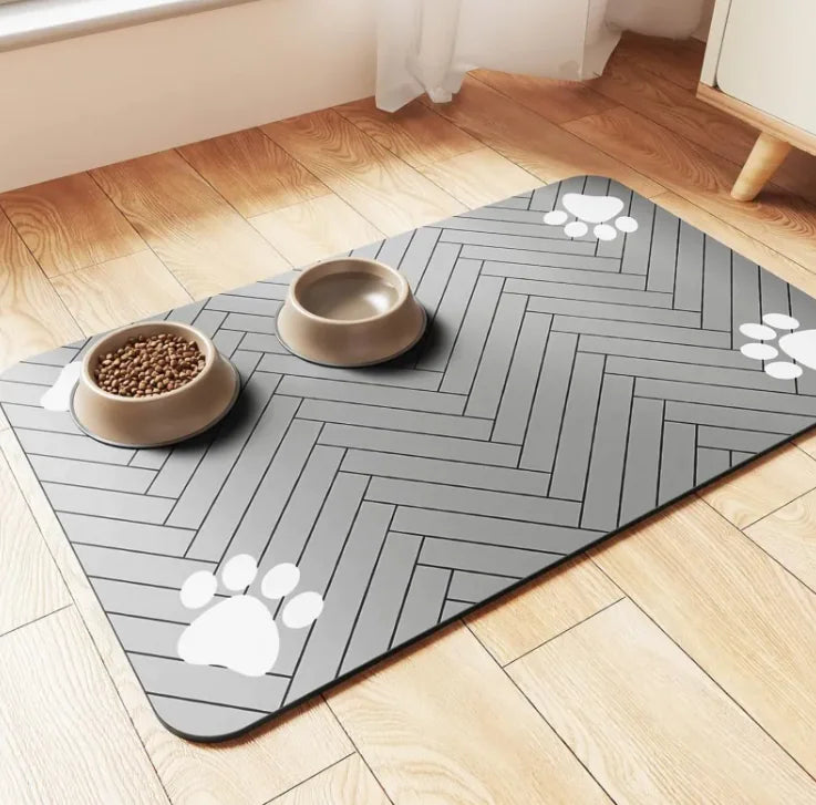 Quick-Dry Diatom Pet Feeding Mat - Non-Slip Absorbent Food & Water Bowl Mat for Dogs & Cats